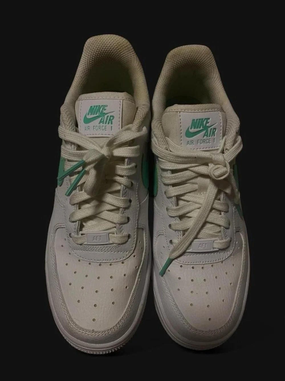 Nike Air Force 1 Low in Off-White with Green Swoosh